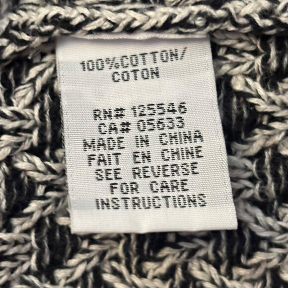 Habitat Clothes To Live In Cardigan Sweater XL Textured Knit Nubby Lagenlook B&W - Picture 4 of 5